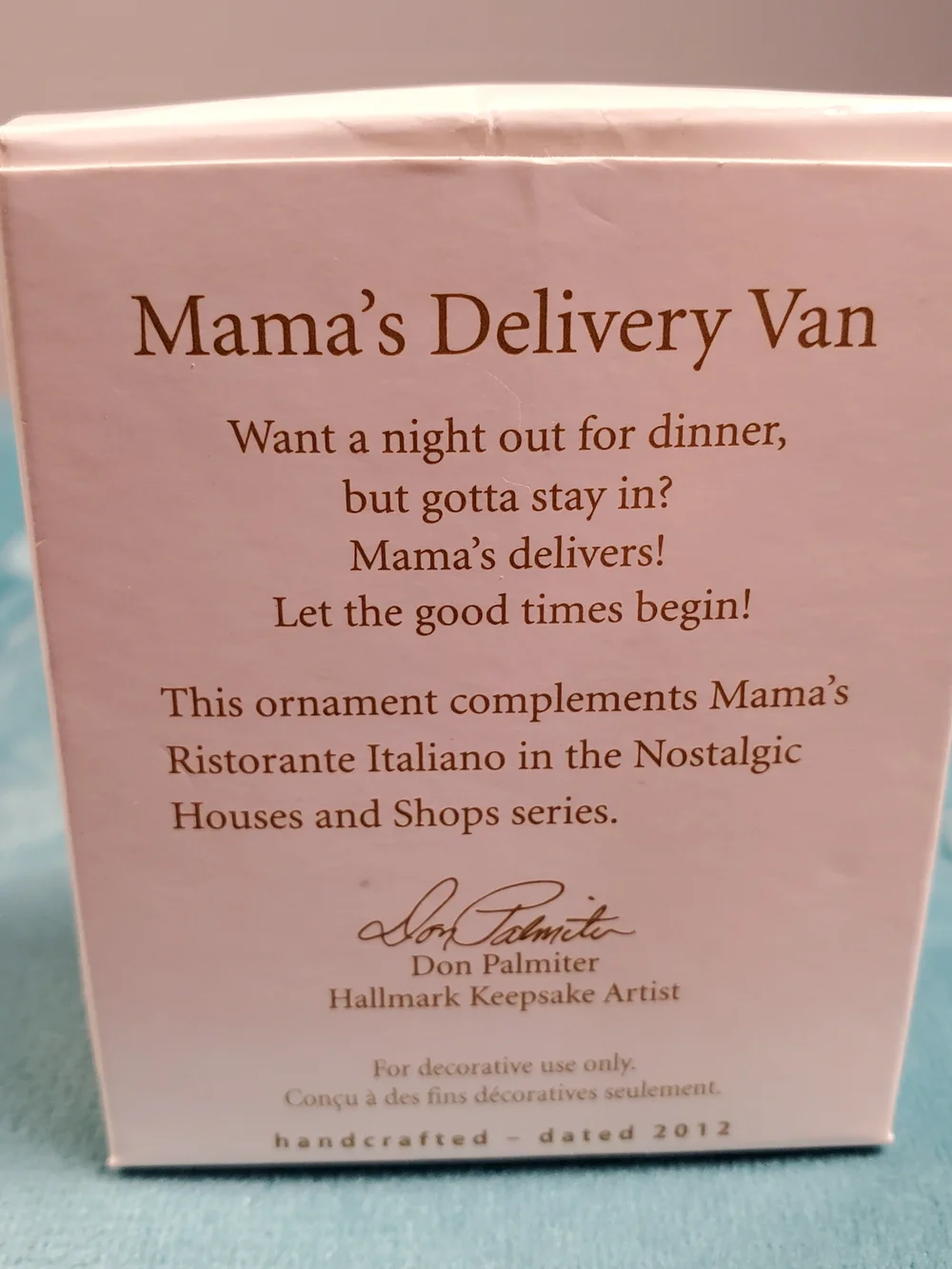 Hallmark Keepsake 2012 Mama's Delivery Van Miniature Ornament